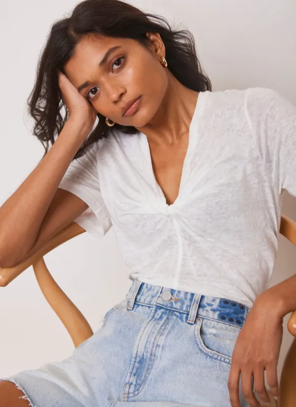 White Linen Twist T-Shirt sold by Mint Velvet