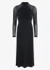 Black Mesh Ruched Midi Dress sold by Mint Velvet