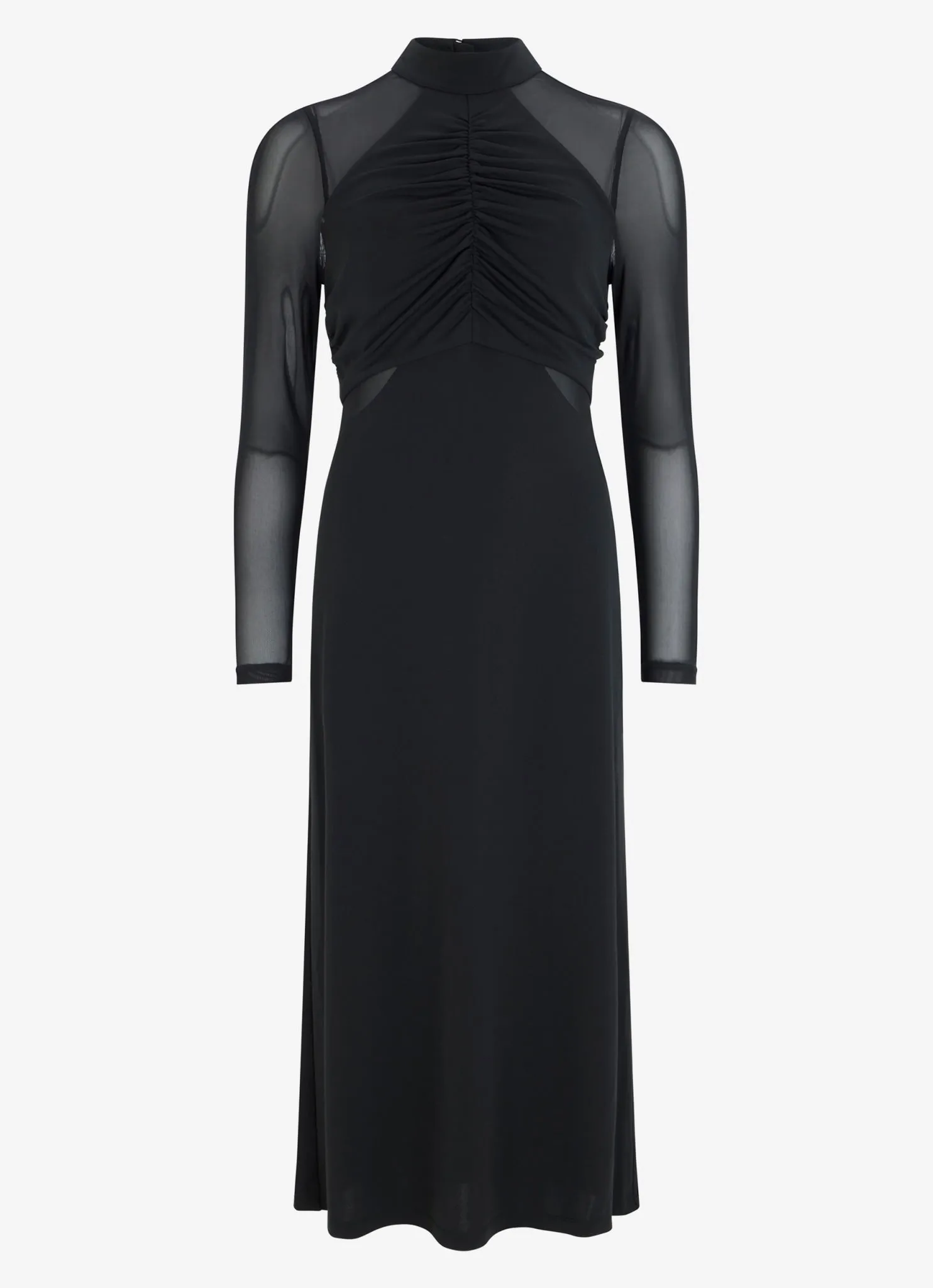 Black Mesh Ruched Midi Dress sold by Mint Velvet product image thumbnail 5