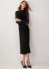 Black Mesh Ruched Midi Dress sold by Mint Velvet