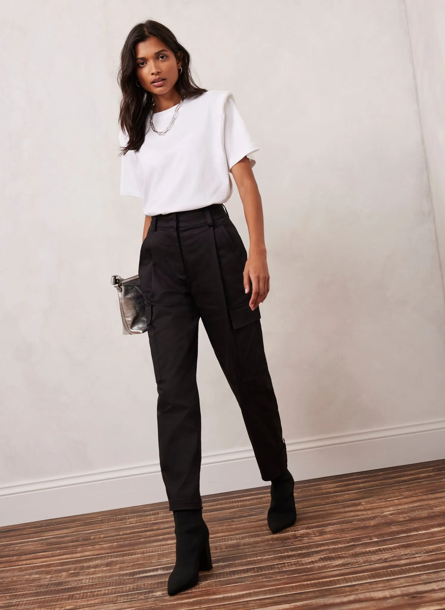 Black Cotton Blend Trousers sold by Mint Velvet product image thumbnail 2