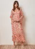 Orange Floral Print Ruffle Maxi Dress sold by Mint Velvet