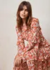 Orange Floral Print Ruffle Maxi Dress sold by Mint Velvet