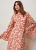 Orange Floral Print Ruffle Maxi Dress sold by Mint Velvet