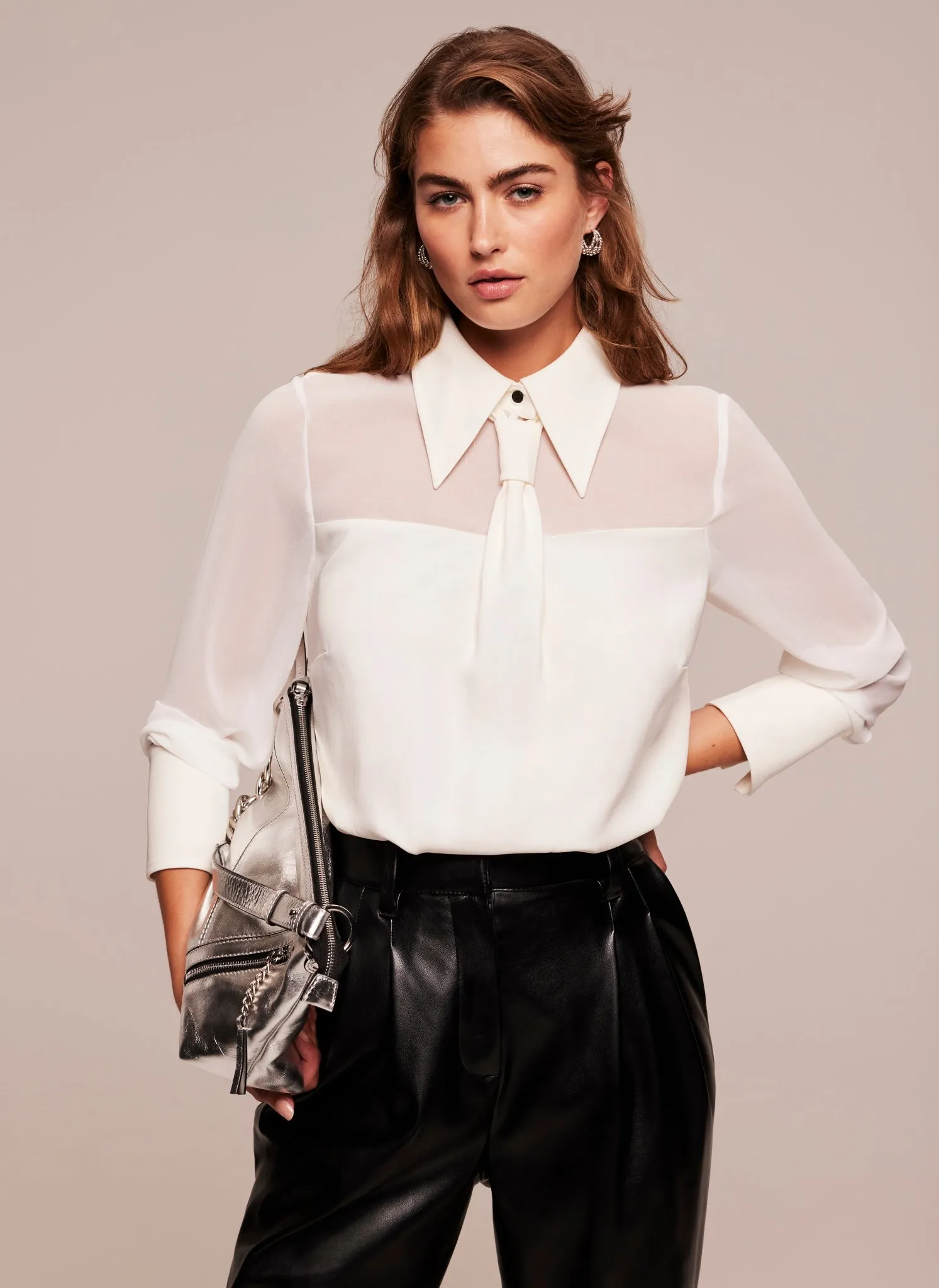 White Tie Detail Shirt sold by Mint Velvet