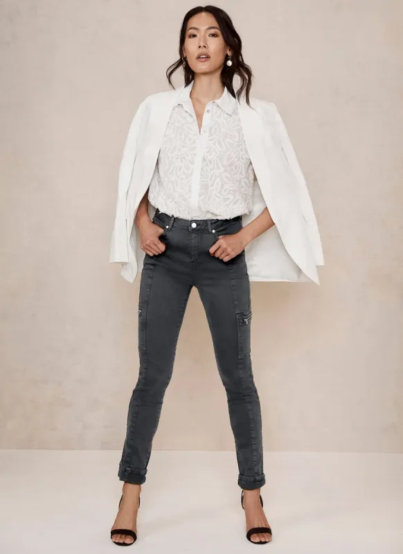 Houston Grey Zip Slim Jeans sold by Mint Velvet