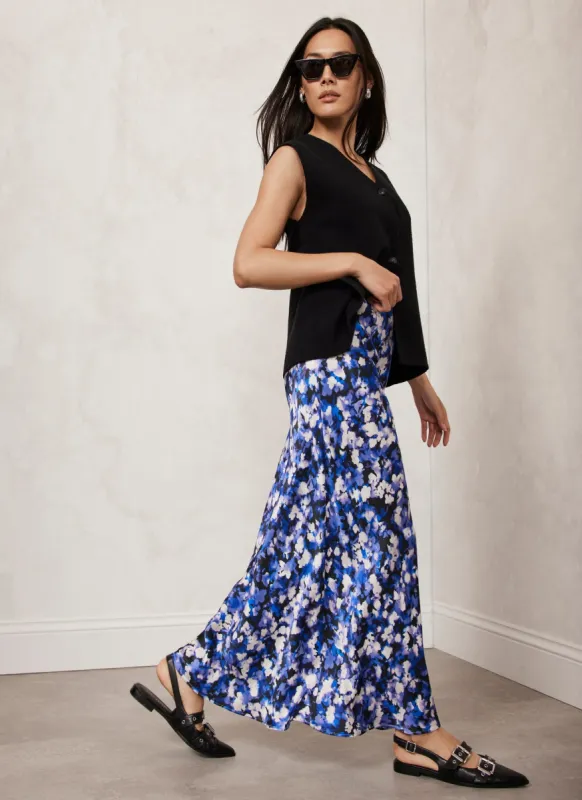 Blue Abstract Print Slip Skirt sold by Mint Velvet