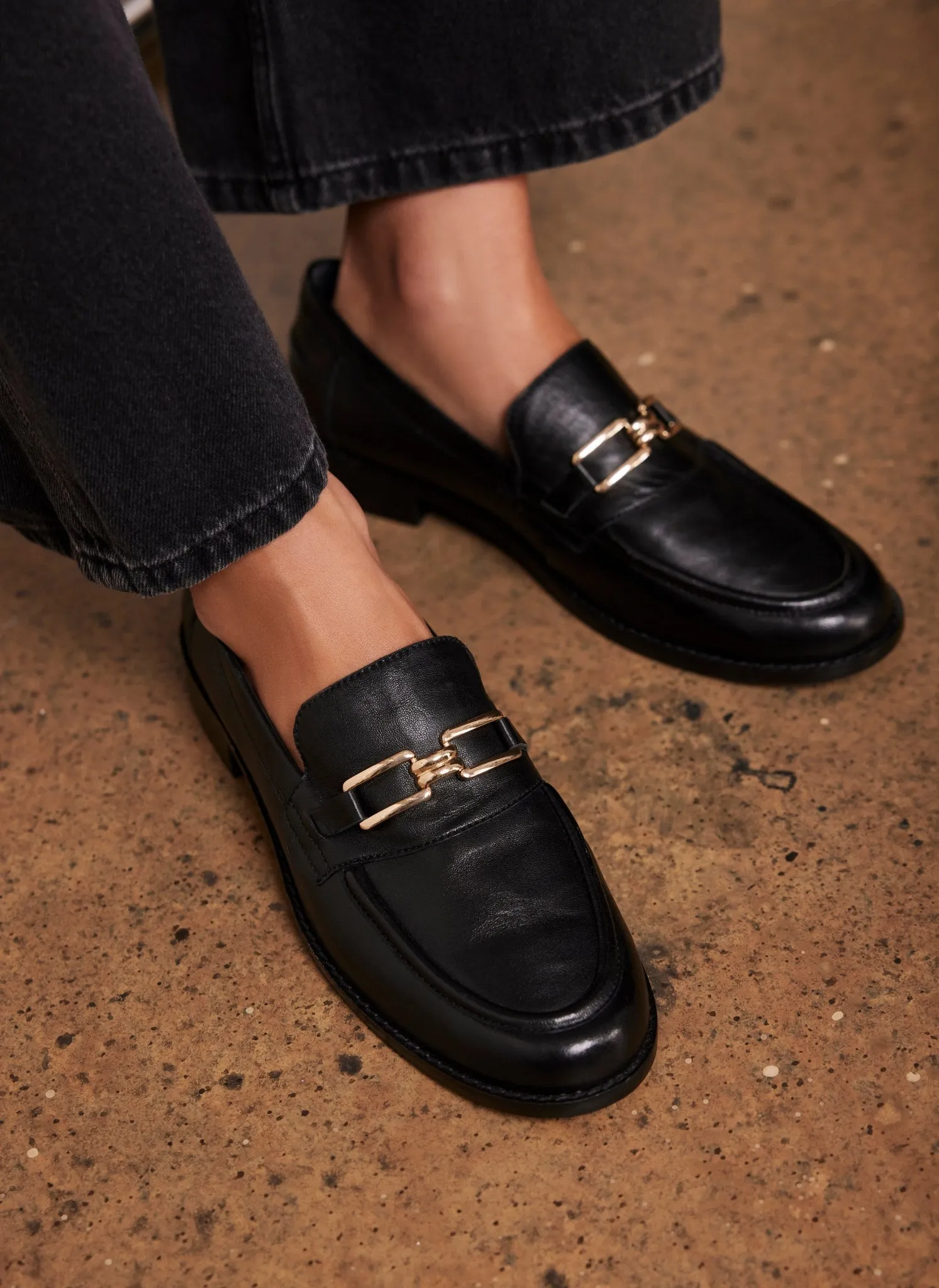 Black Leather Classic Loafers sold by Mint Velvet