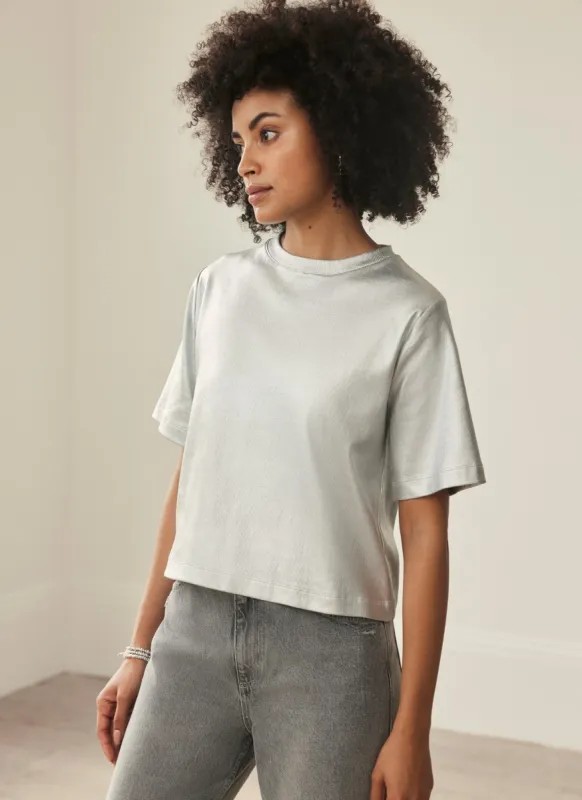 Silver Metallic Ultimate T-Shirt sold by Mint Velvet