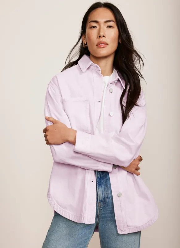 Lilac Cotton Casual Shacket sold by Mint Velvet