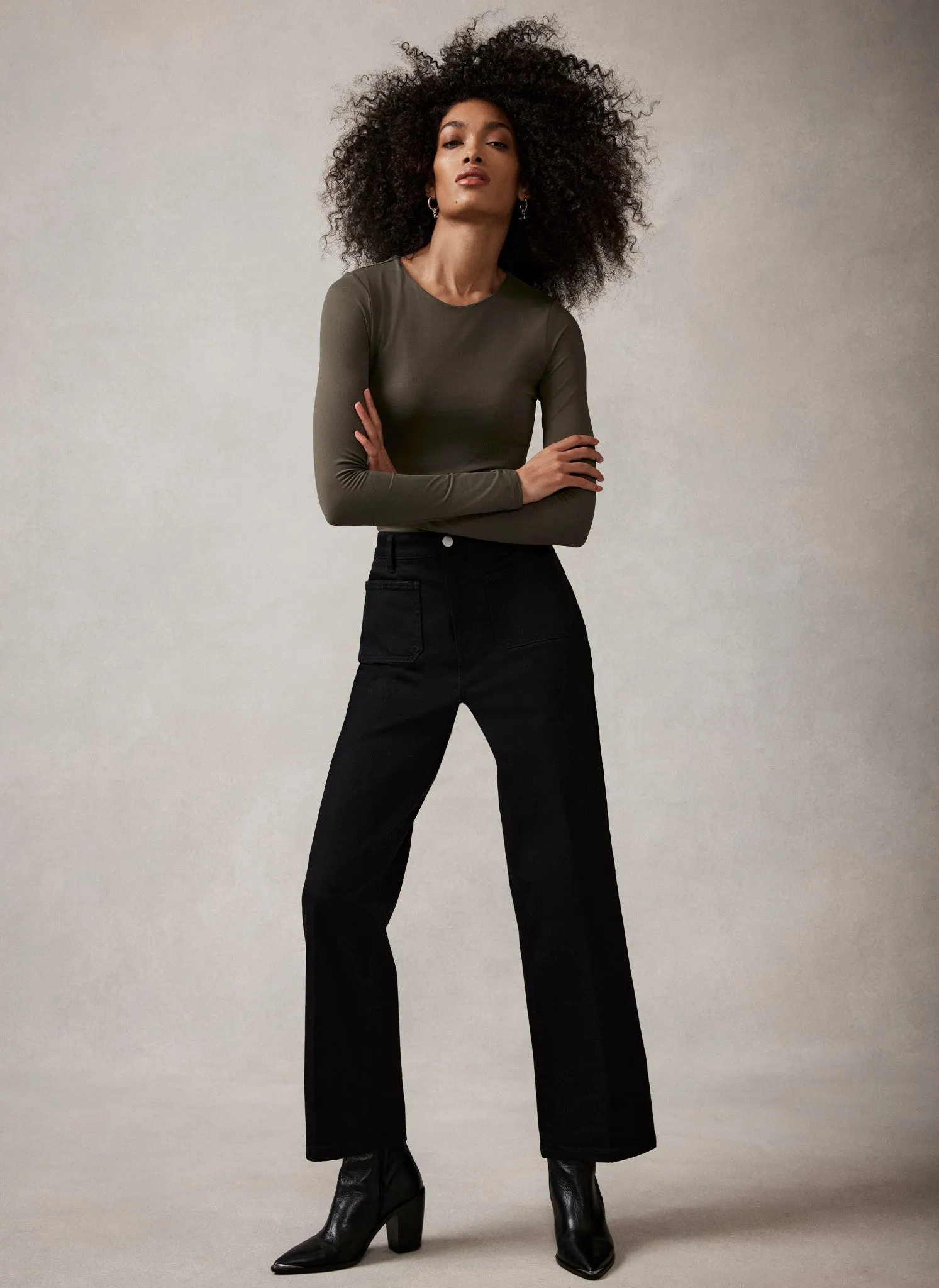 Khaki Layering Crew Neck Top sold by Mint Velvet product image thumbnail 3