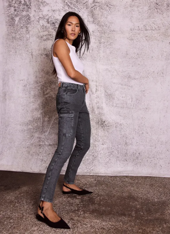 Grey Slim Clean Cargo Jeans sold by Mint Velvet