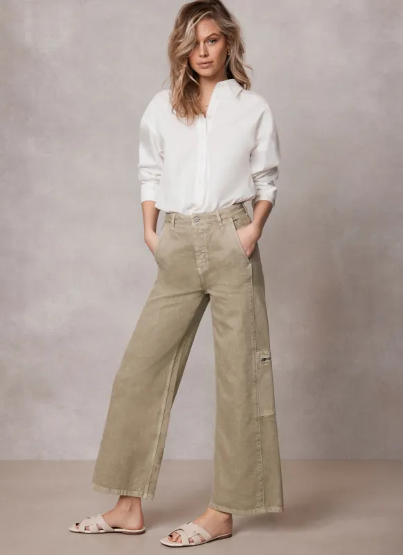 Khaki Crop Wide Utility Jeans sold by Mint Velvet