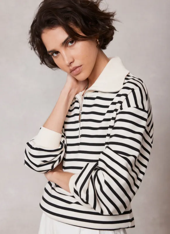 White Striped Cotton Sweatshirt sold by Mint Velvet