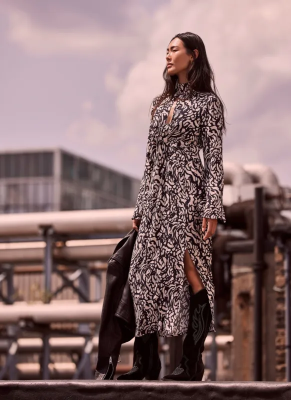 Black Print Midi Dress sold by Mint Velvet