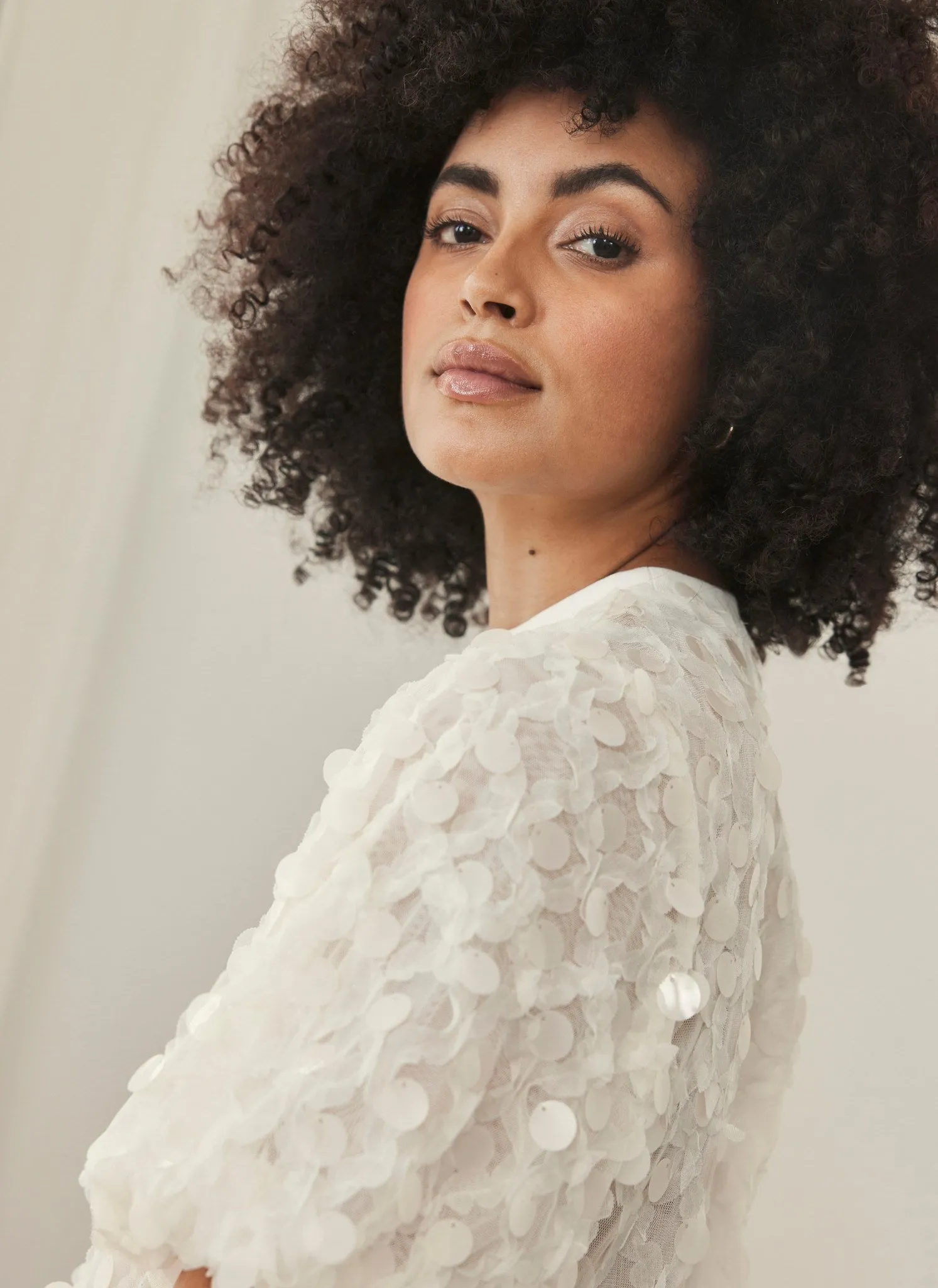 Cream Sequin Mesh T-Shirt sold by Mint Velvet product image thumbnail 5
