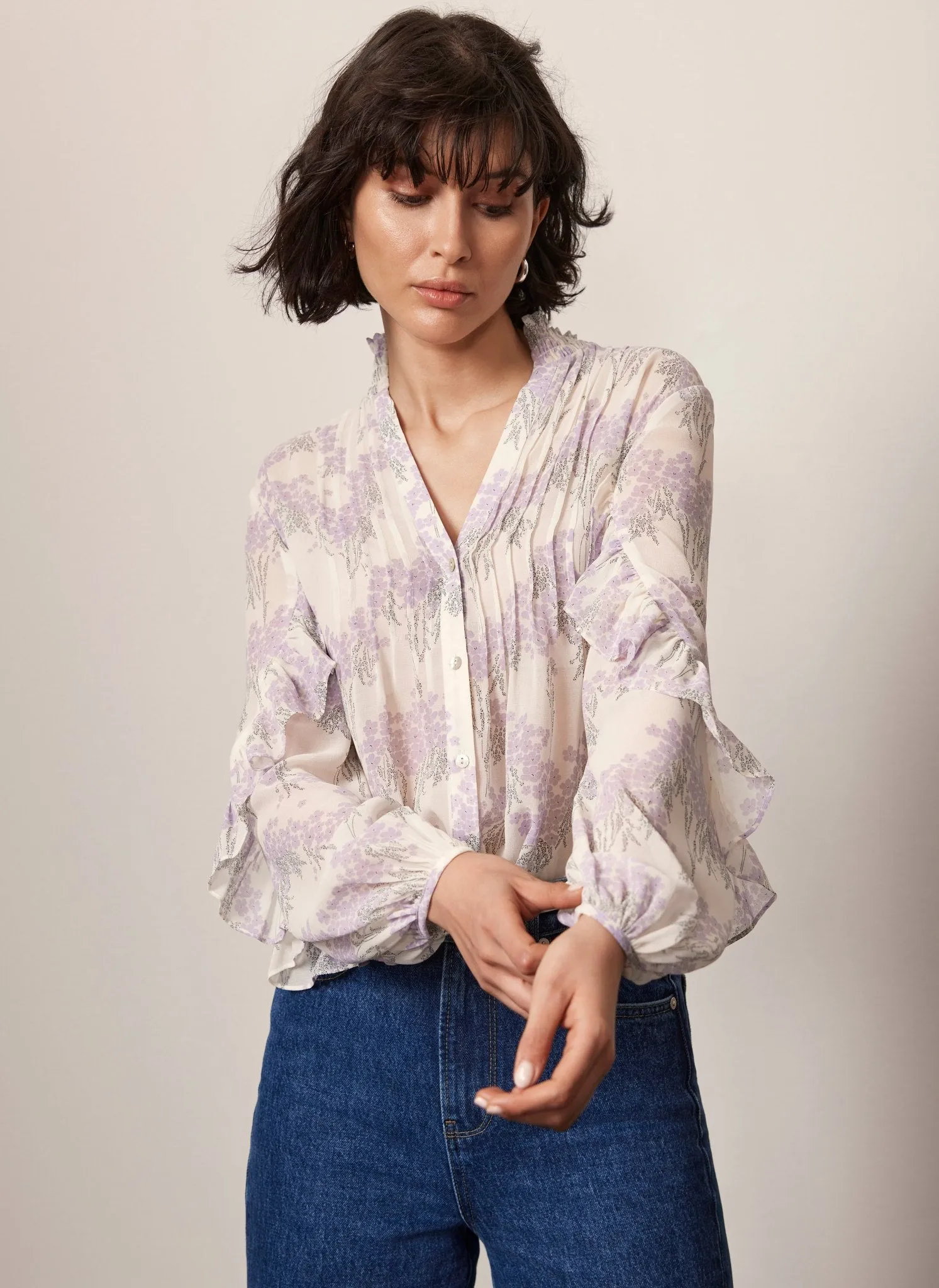 White Floral Print Blouse sold by Mint Velvet product image thumbnail 2