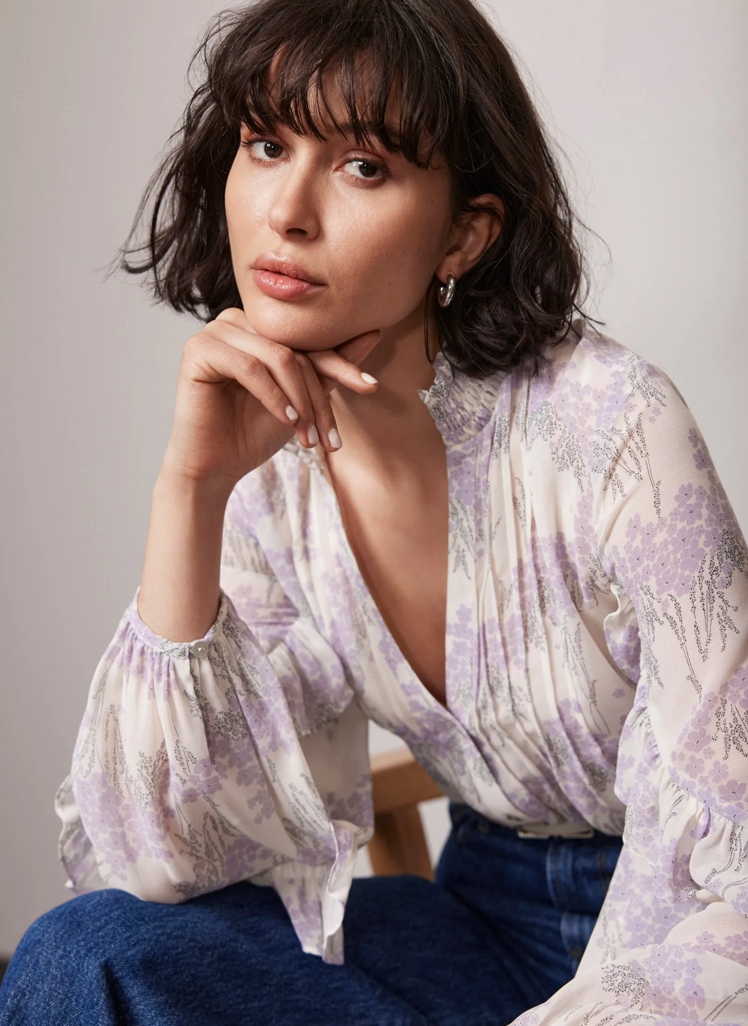 White Floral Print Blouse sold by Mint Velvet product image thumbnail 4