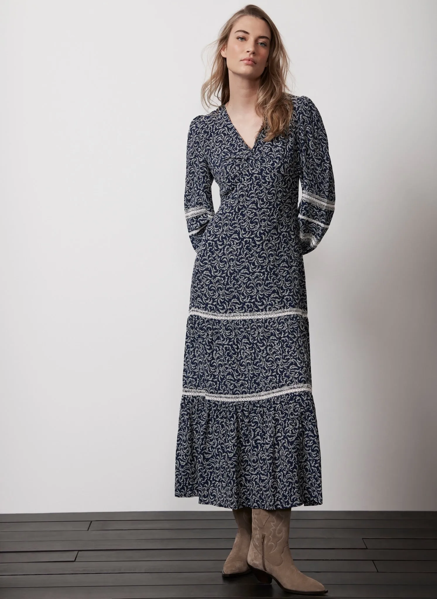 Navy Floral Print Midi Dress sold by Mint Velvet product image thumbnail 2