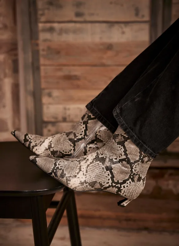 Issy Snake Print Leather Ankle Boot sold by Mint Velvet