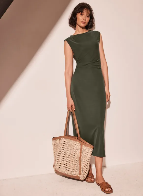 Khaki Jersey Column Midi Dress sold by Mint Velvet