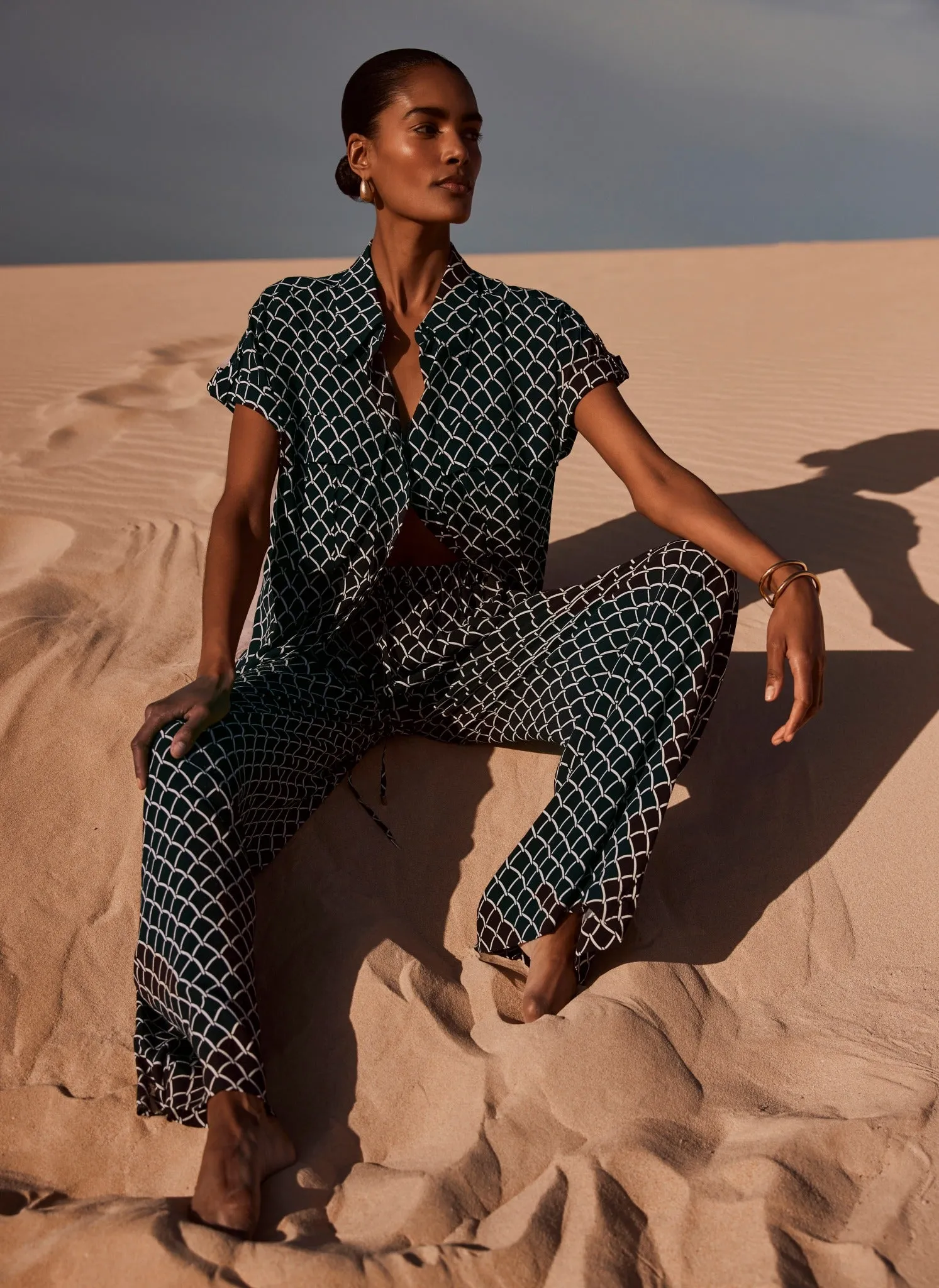 Navy Print Wide Leg Trousers sold by Mint Velvet product image thumbnail 2