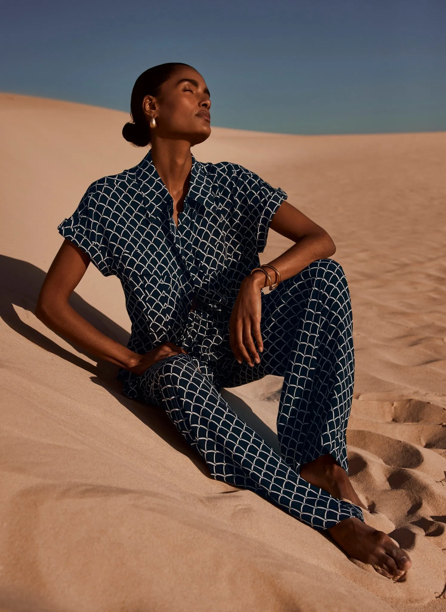 Navy Print Wide Leg Trousers sold by Mint Velvet product image thumbnail 4