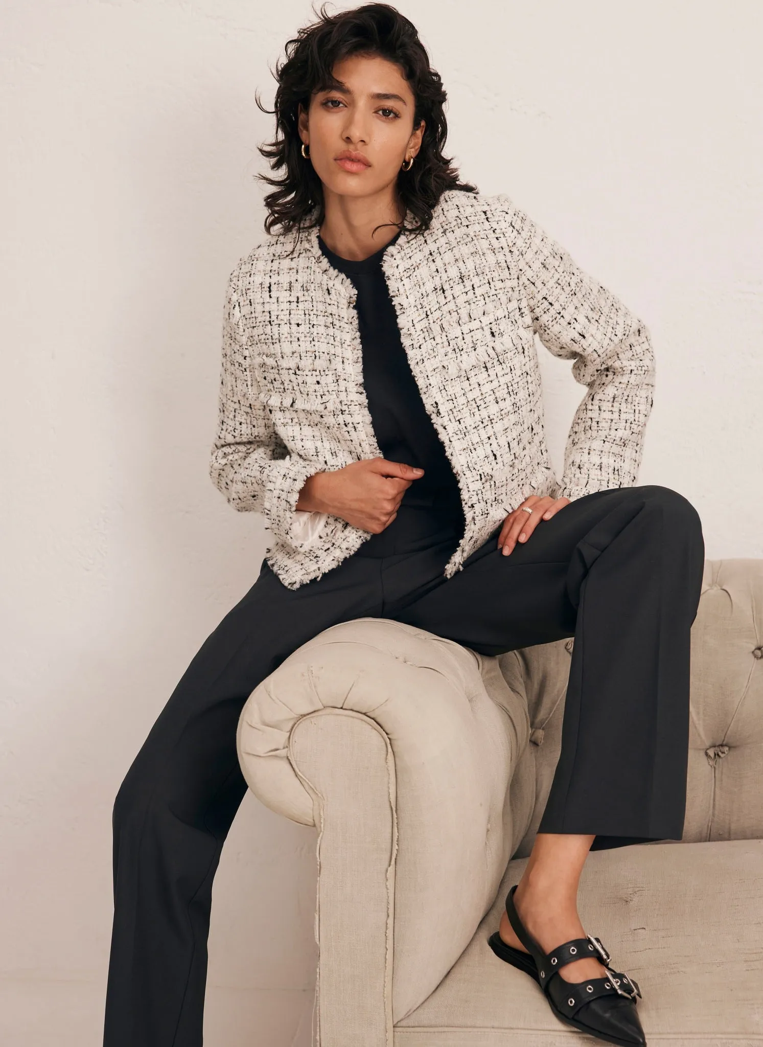 Cream Wool Blend Textured Boucle Jacket sold by Mint Velvet product image thumbnail 5