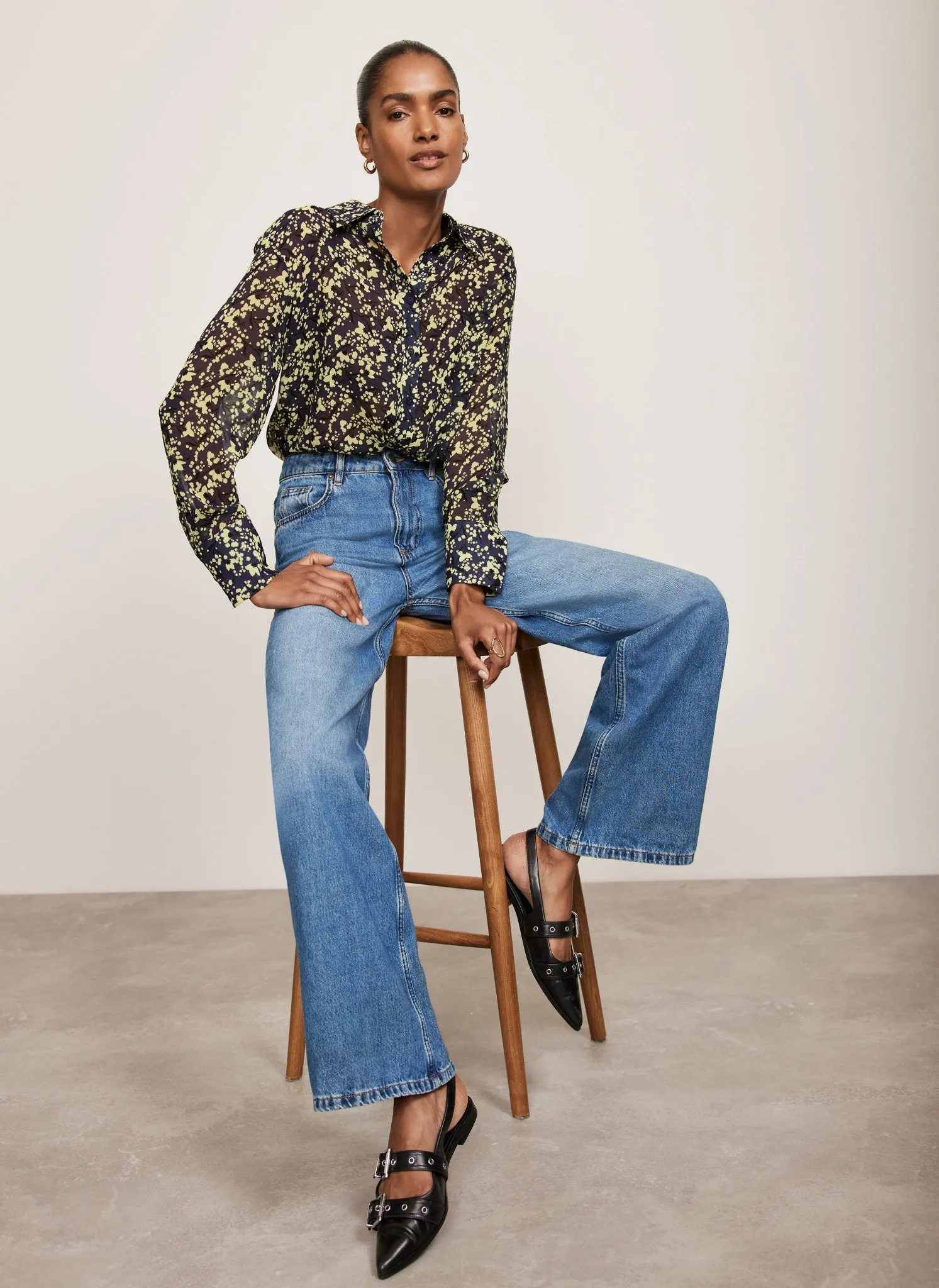 Navy Floral Print Longline Shirt sold by Mint Velvet product image thumbnail 2