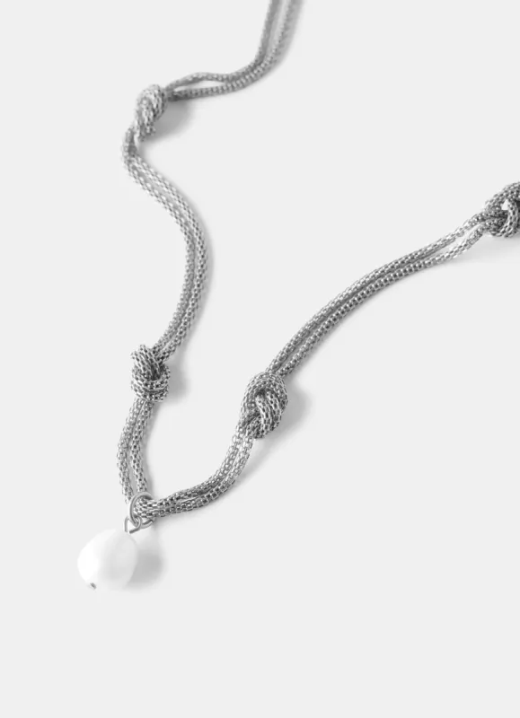 Silver Tone Pearl Knot Necklace sold by Mint Velvet