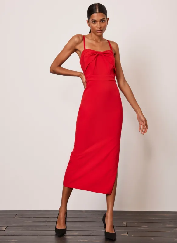 Red Bow Detail Midi Dress made by Mint Velvet