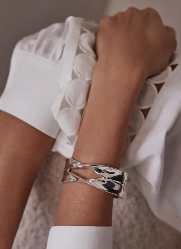 Silver Tone Twisted Bangle sold by Mint Velvet