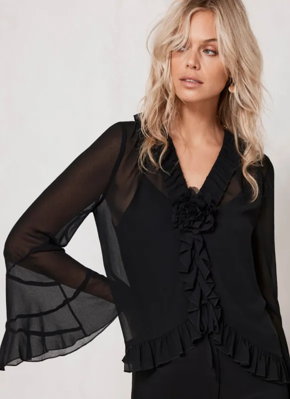 Black Sheer Corsage Top sold by Mint Velvet