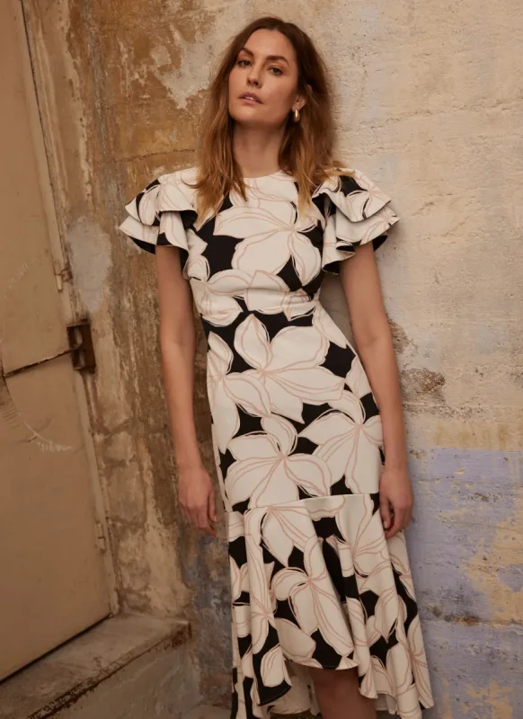 Navy Floral Print Midi Dress sold by Mint Velvet