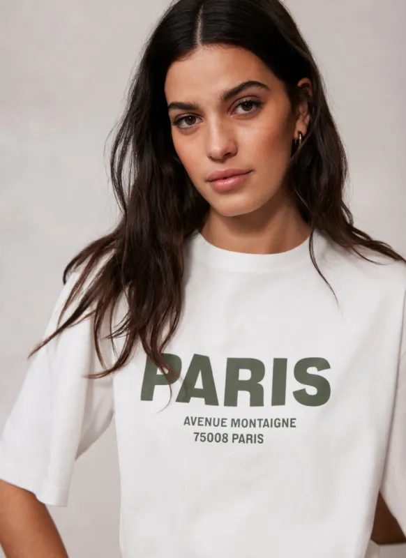 White Paris Slogan T-Shirt sold by Mint Velvet