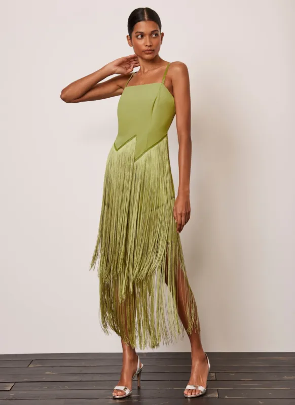 Green Fringe Maxi Dress sold by Mint Velvet