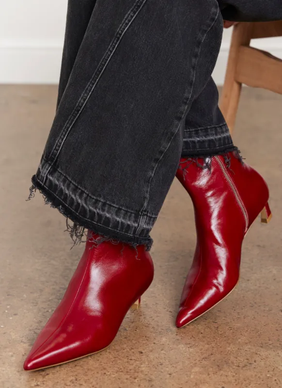 Issy Red Leather Ankle Boots sold by Mint Velvet