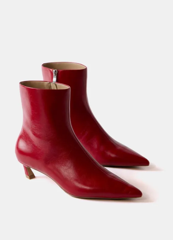 Red Leather Kitten Heel Boots sold by Mint Velvet