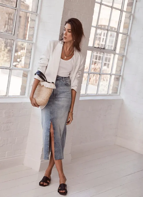 Indigo Denim Midi Skirt sold by Mint Velvet