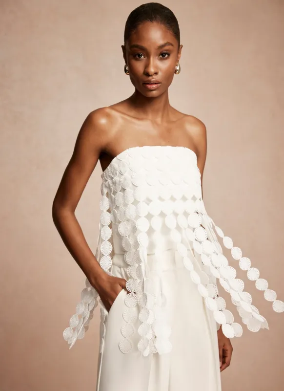 White Disc Fringe Bandeau Top sold by Mint Velvet