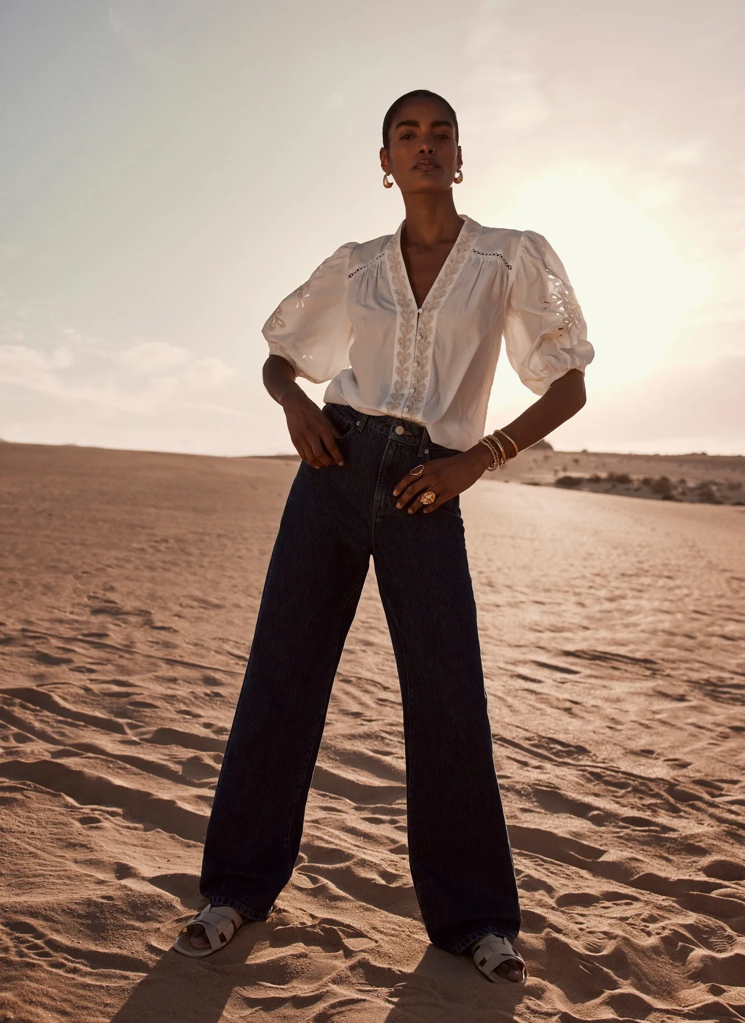 White Cotton Embroidered Blouse sold by Mint Velvet product image thumbnail 2