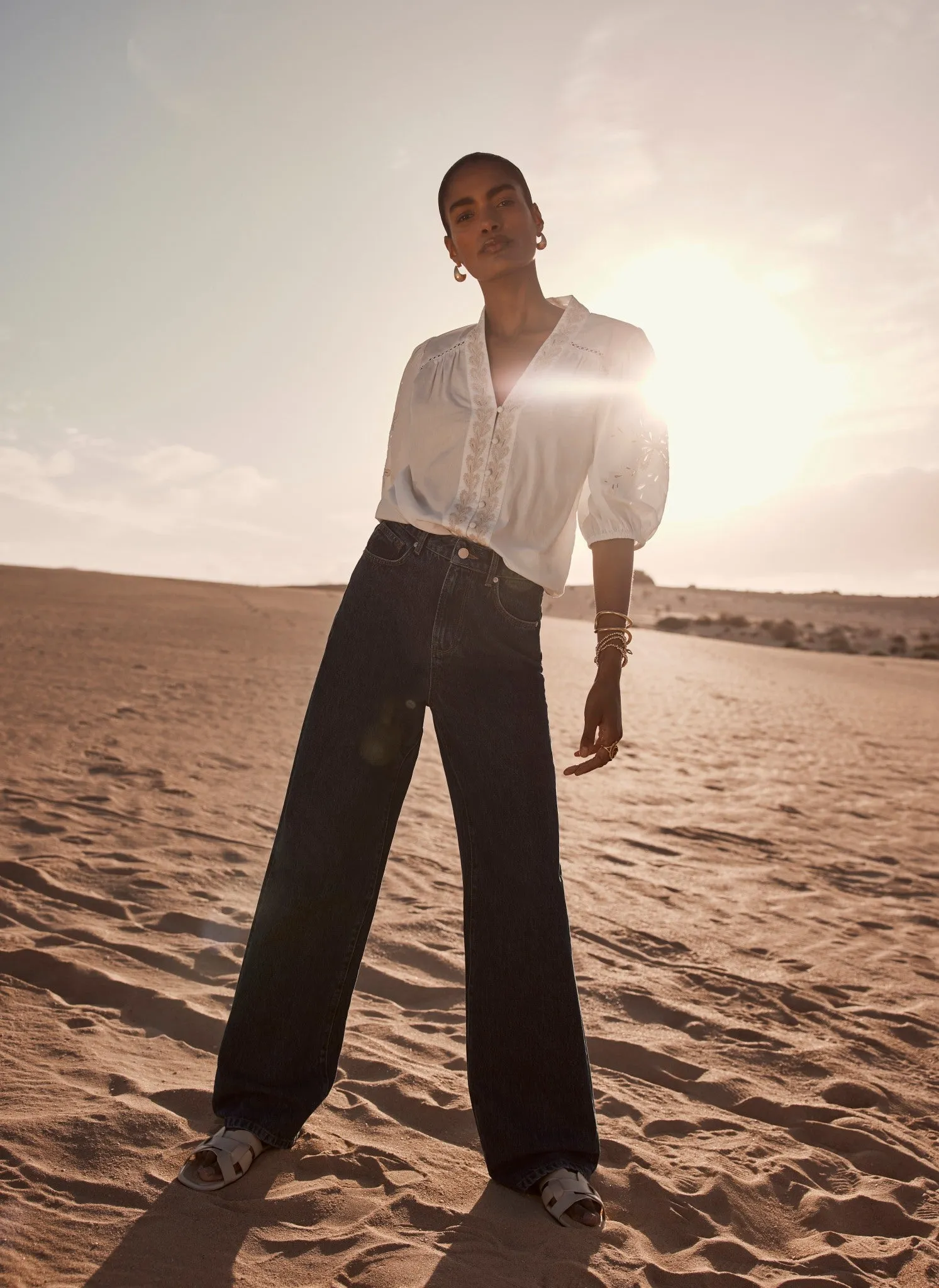 White Cotton Embroidered Blouse sold by Mint Velvet product image thumbnail 5