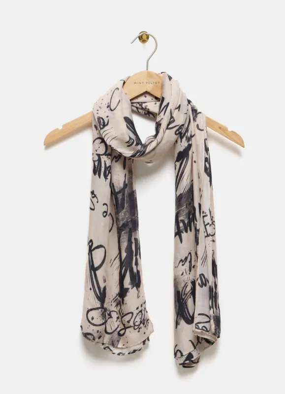 Neutral Graffiti Print Scarf sold by Mint Velvet