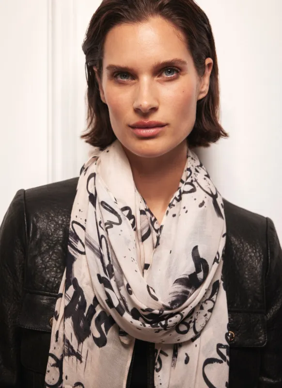 Neutral Graffiti Print Scarf sold by Mint Velvet