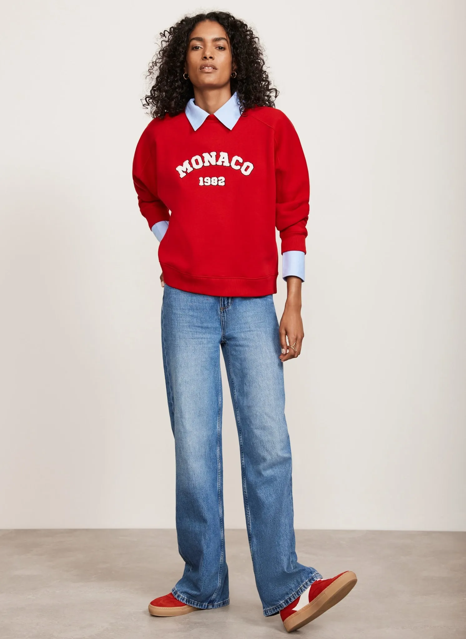 Red Cotton Blend Monaco Slogan Sweatshirt sold by Mint Velvet product image thumbnail 5