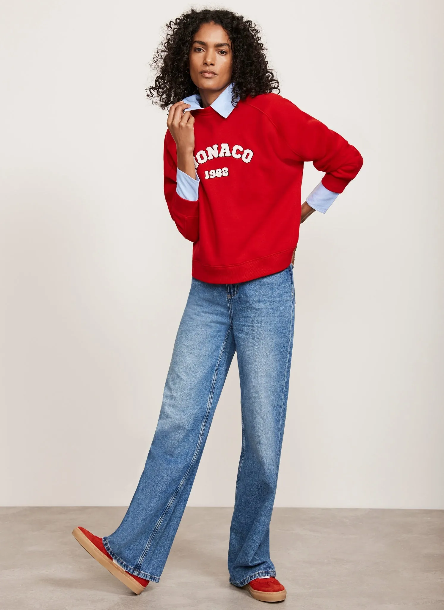 Red Cotton Blend Monaco Slogan Sweatshirt sold by Mint Velvet product image thumbnail 2
