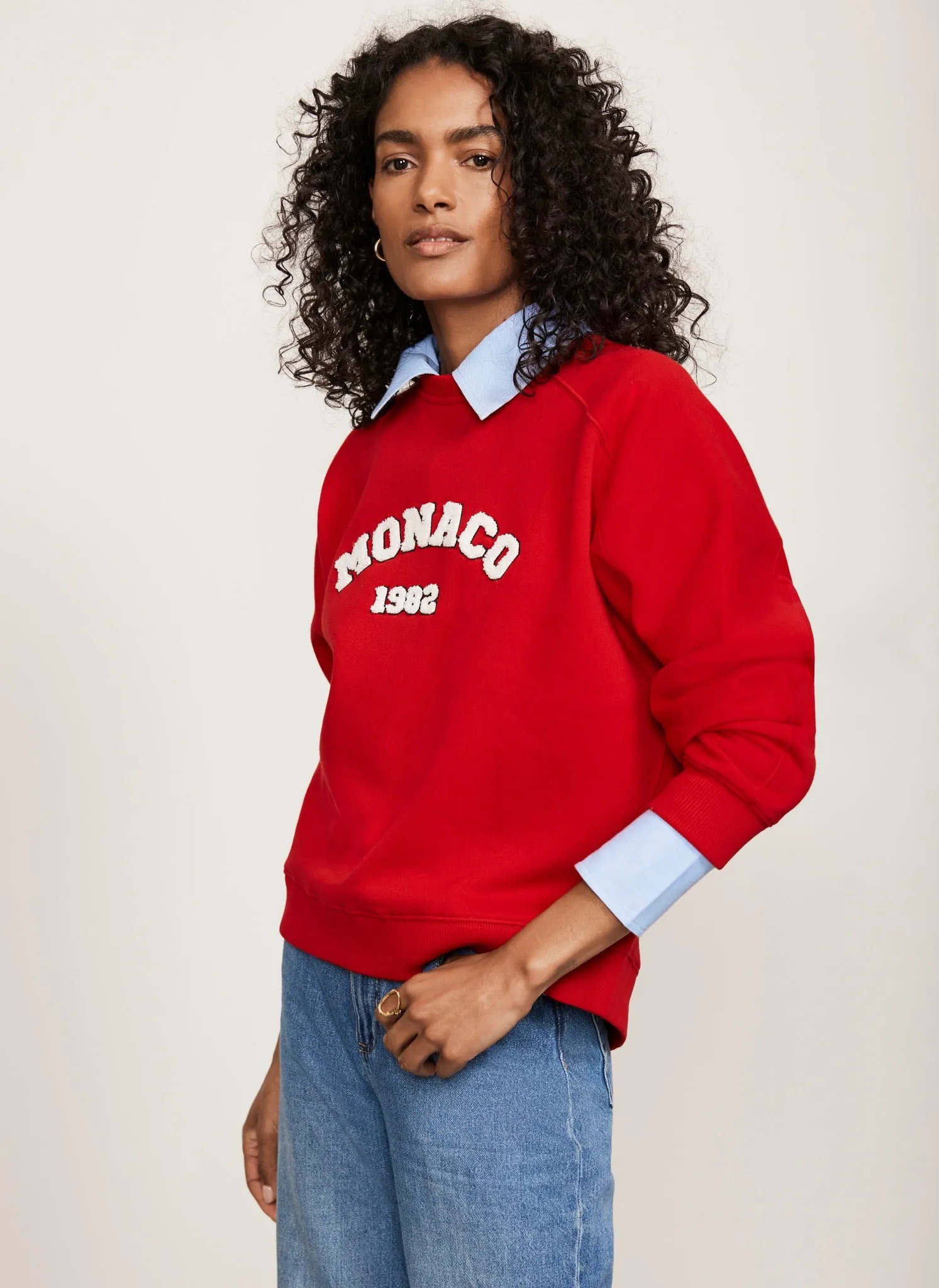 Red Cotton Blend Monaco Slogan Sweatshirt sold by Mint Velvet