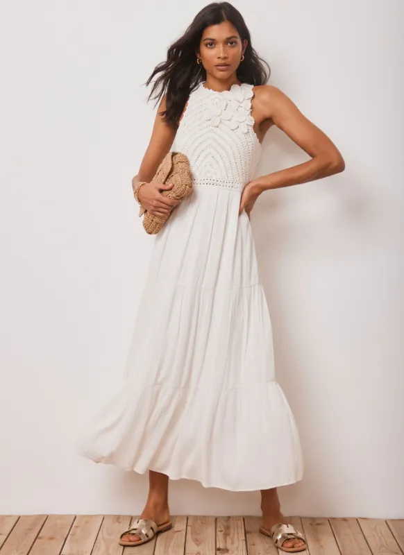 White Floral Crochet Maxi Dress sold by Mint Velvet