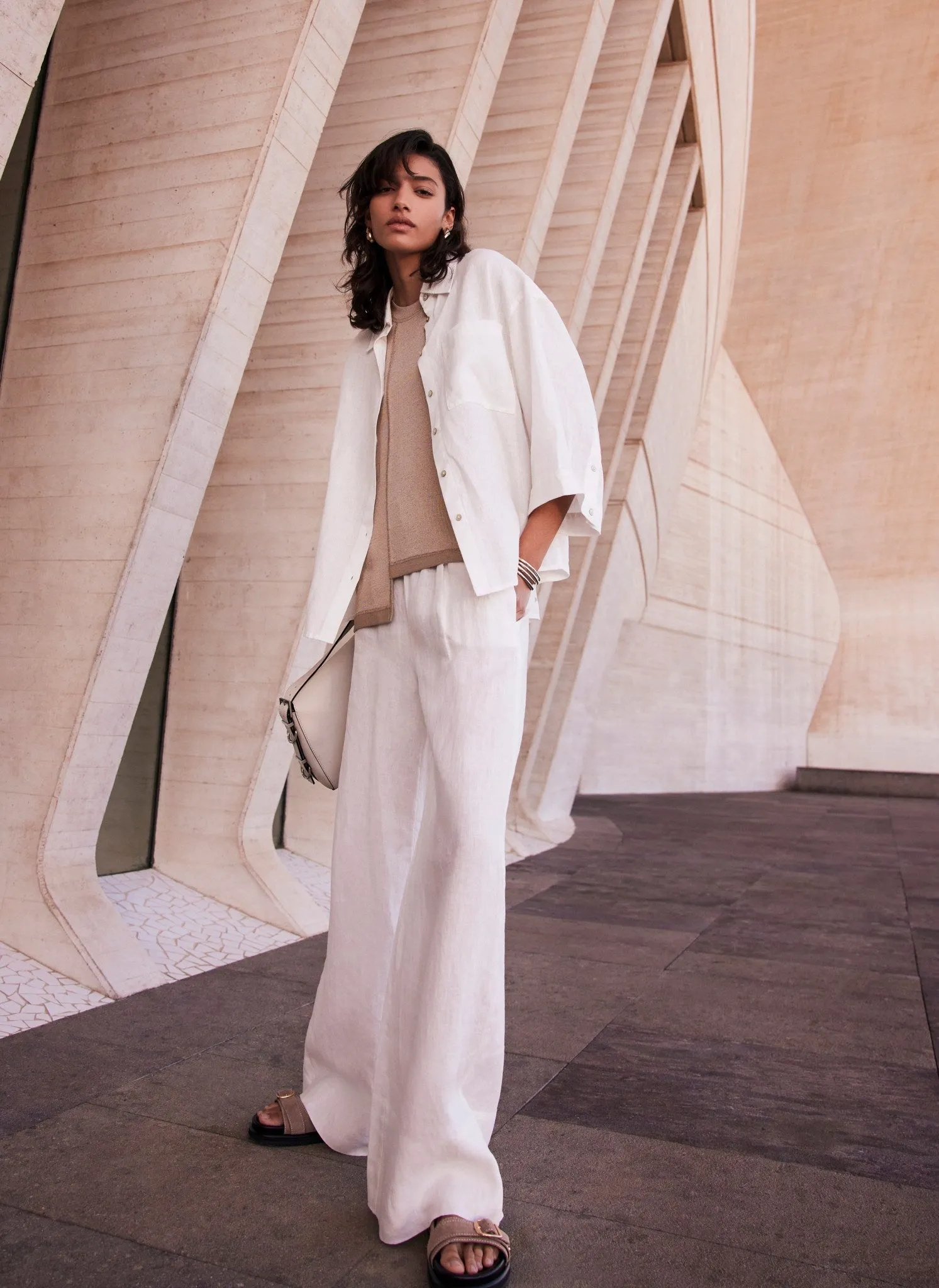 White Linen Wide Leg Trousers sold by Mint Velvet product image thumbnail 2