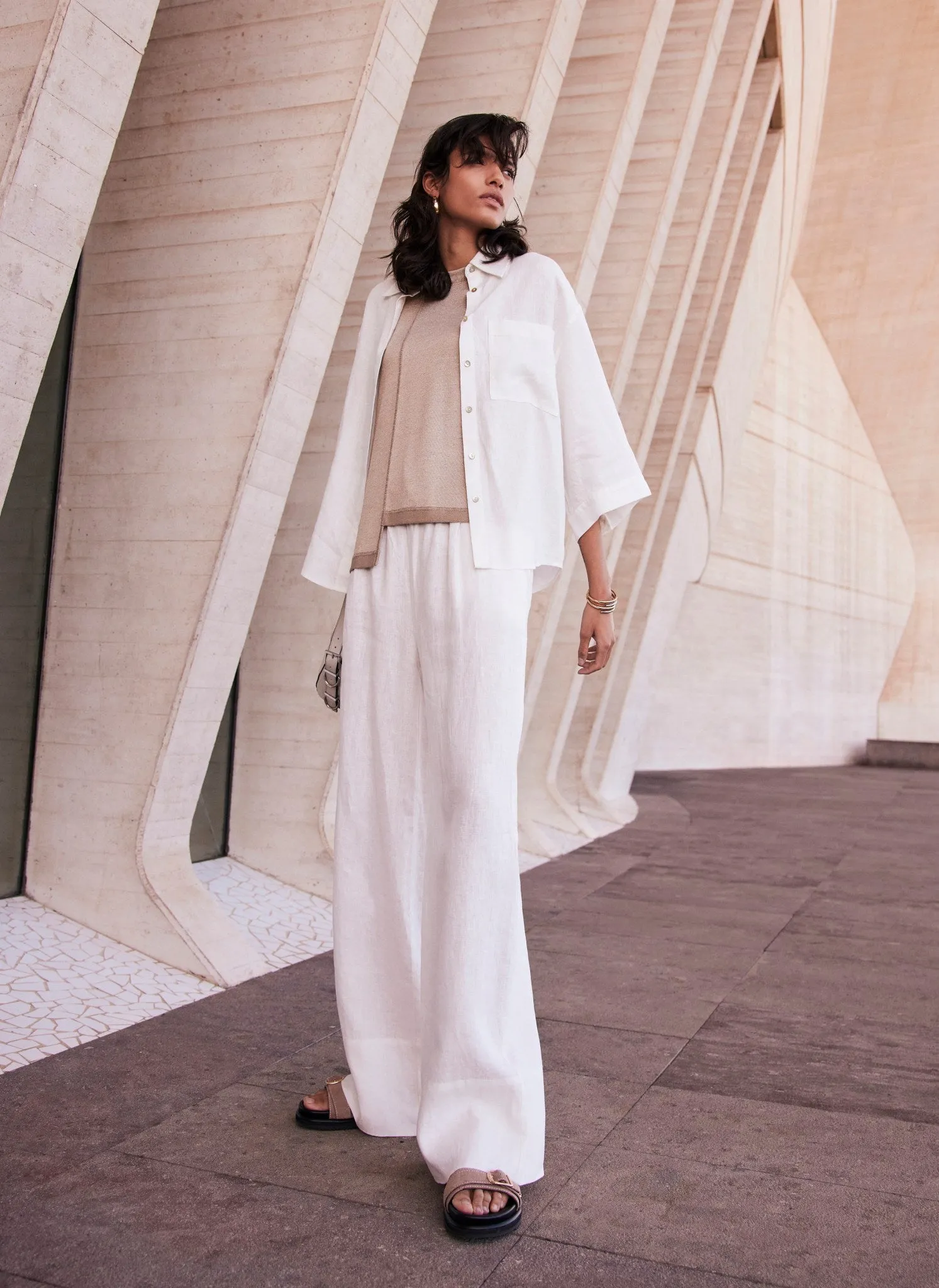 White Linen Wide Leg Trousers sold by Mint Velvet product image thumbnail 3